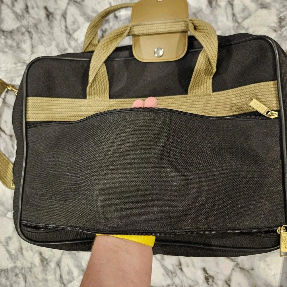 Vintage London Fog Black Laptop Messenger Bag Briefcase‎ Multiple Compartments